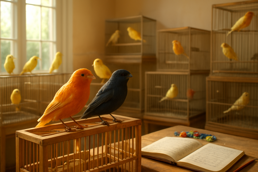 Canarios de canto en aviario, gestión de linajes