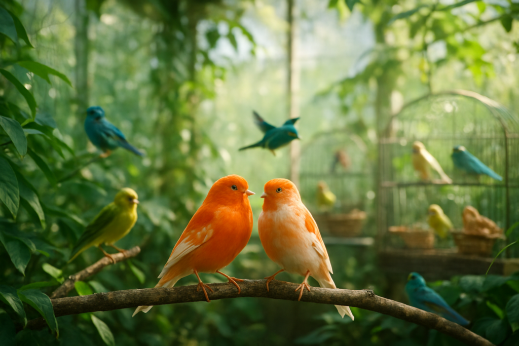 Parejas reproductoras saludables en un criadero de aves