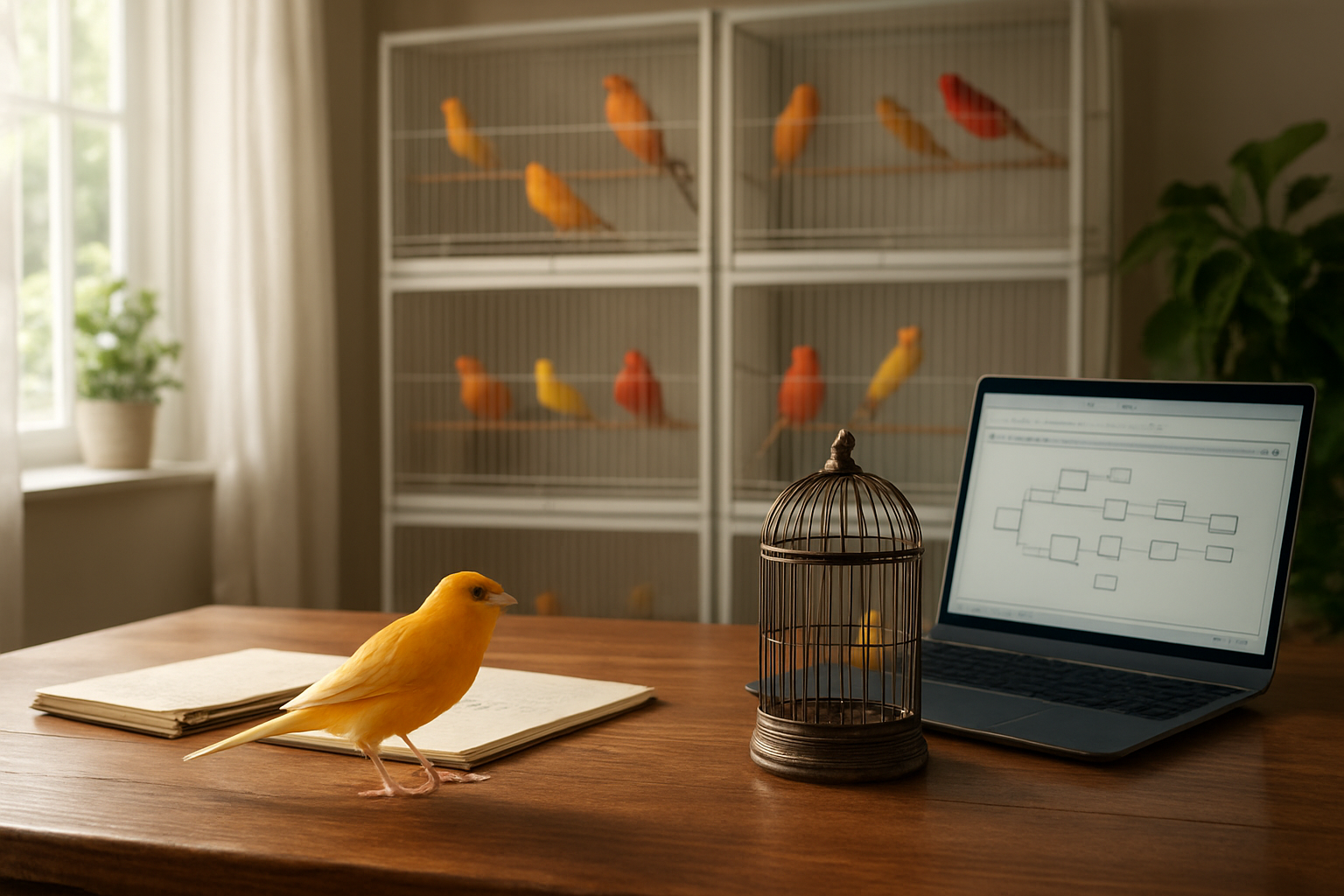 Canarios de raza en aviario gestionado con Gescría